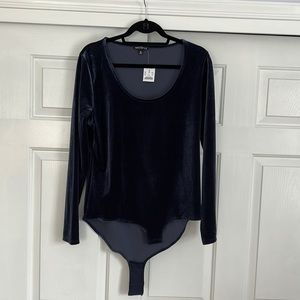 NWT J.Crew Bodysuit XL Navy Blue Velvet Velour Mercantile Long Sleeve New
